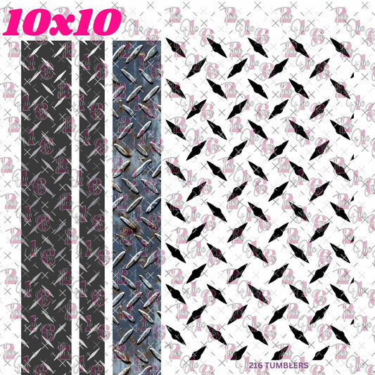 444 DIAMOND PLATE W/BANDS - 216 Tumblers