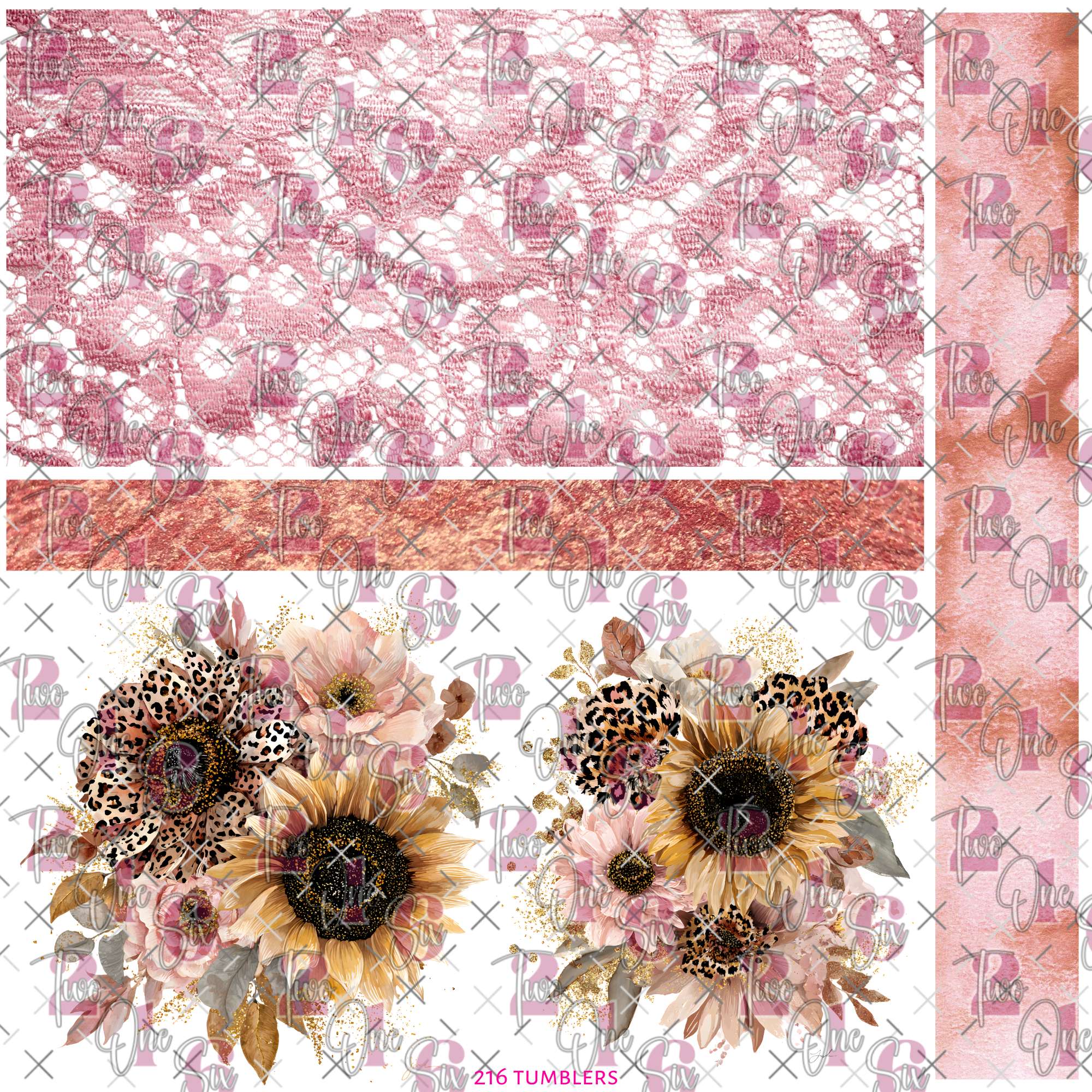 474 PINK LACE AND FLORAL - 216 Tumblers
