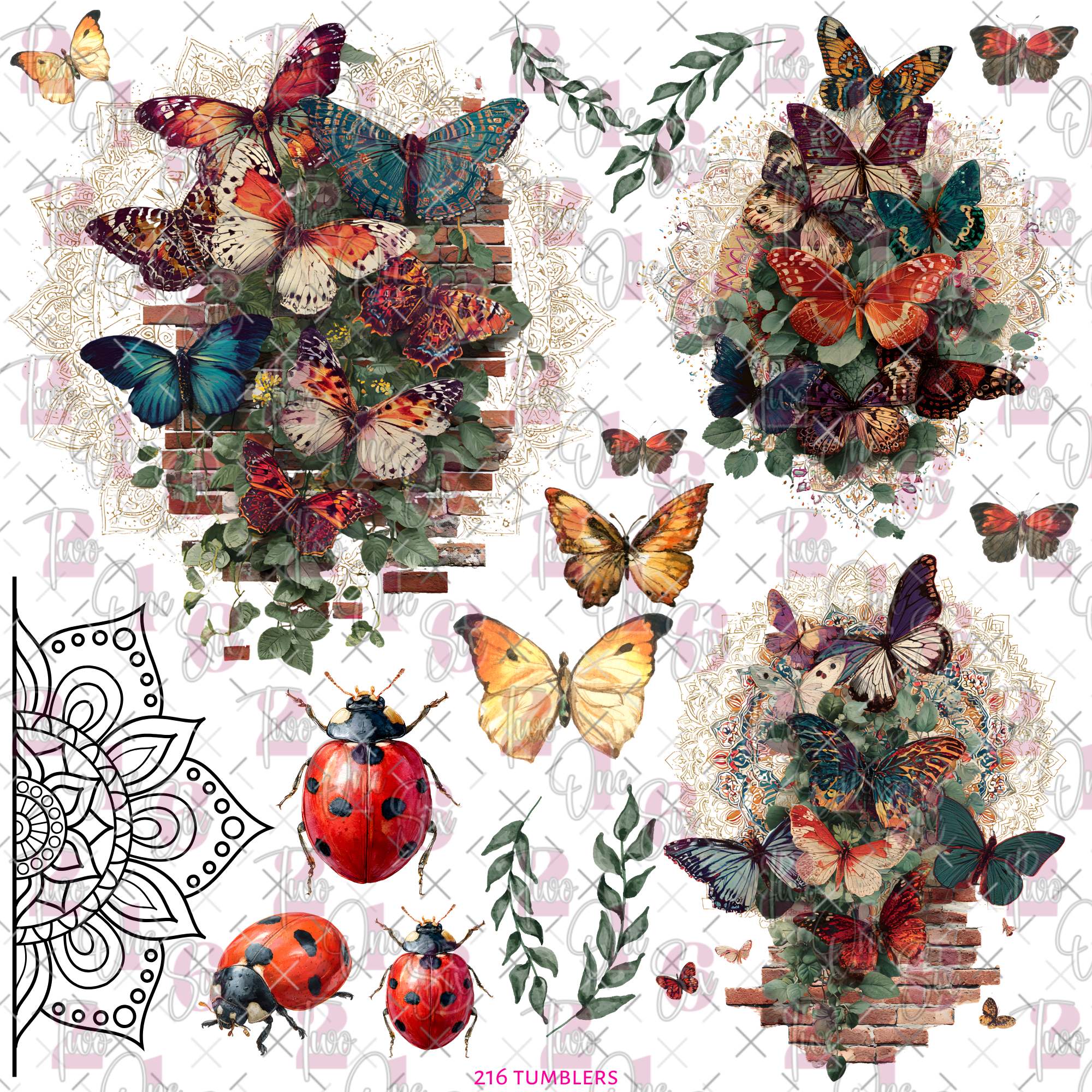 477 BUTTERFLY AND BRICKS - 216 Tumblers