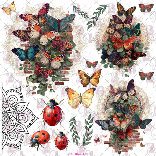 477 BUTTERFLY AND BRICKS - 216 Tumblers