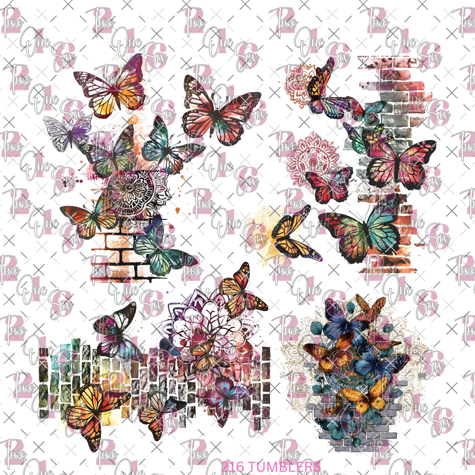 482 FLUTTERBY BRICKS 2 - 216 Tumblers