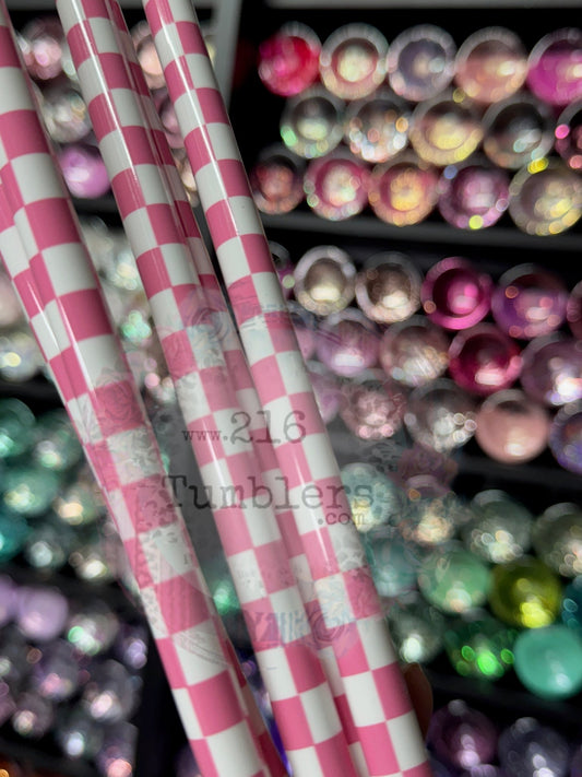 490 Pink/White Checkered 32 - 40oz - 216 Tumblers
