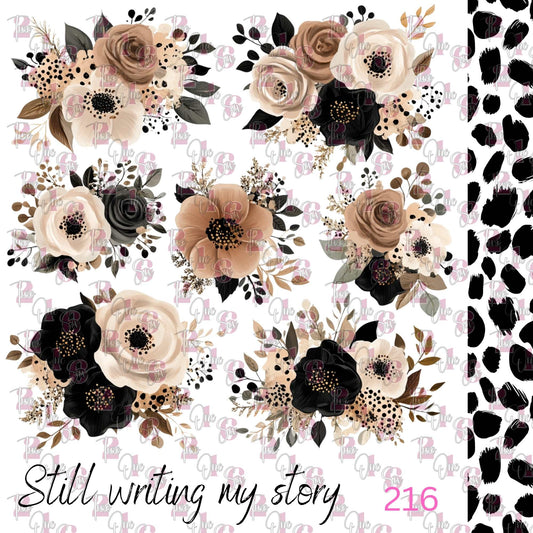 514 CREAM AND BLACK FLORALS - 216 Tumblers