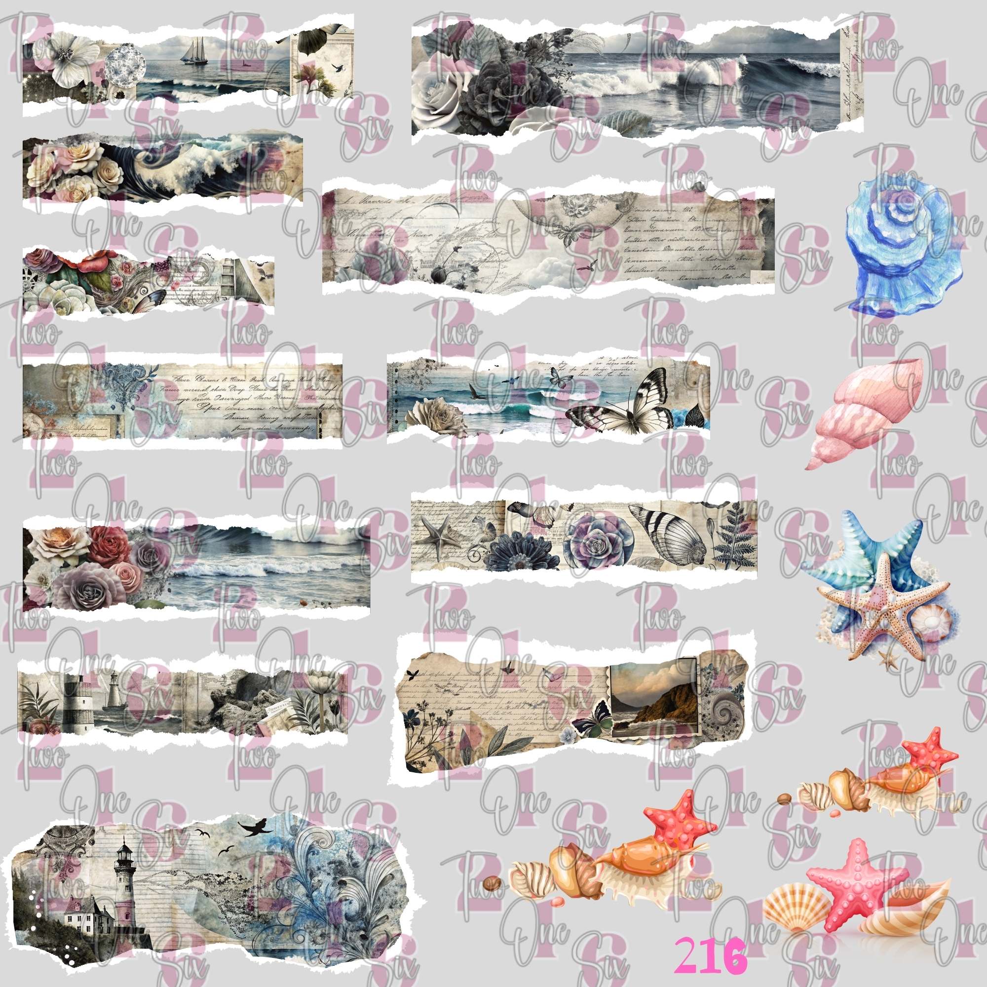 527 TORN PAGES - BLUE BEACH JOURNALS - 216 Tumblers