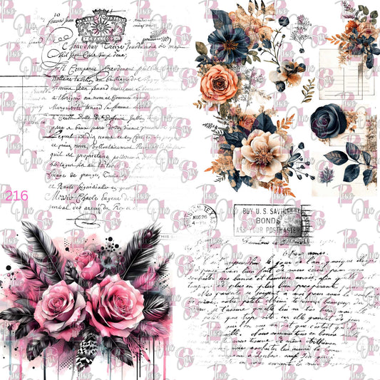 539 FADED WORDS WITH FLOWERS - 216 Tumblers