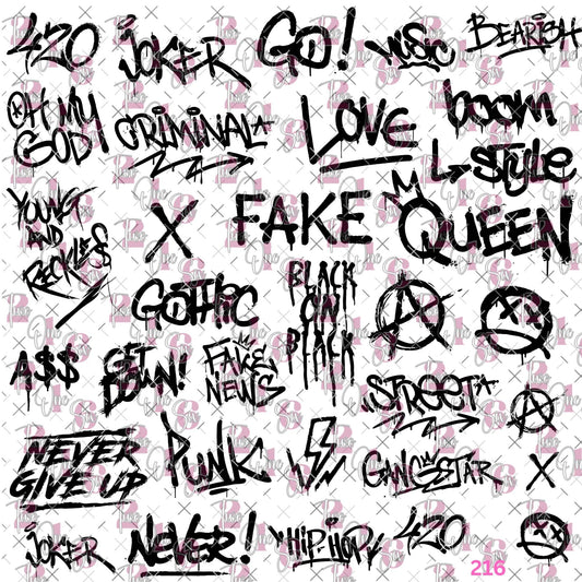 543 GRAFITTI WORDS IN BLACK OR WHITE - 216 Tumblers