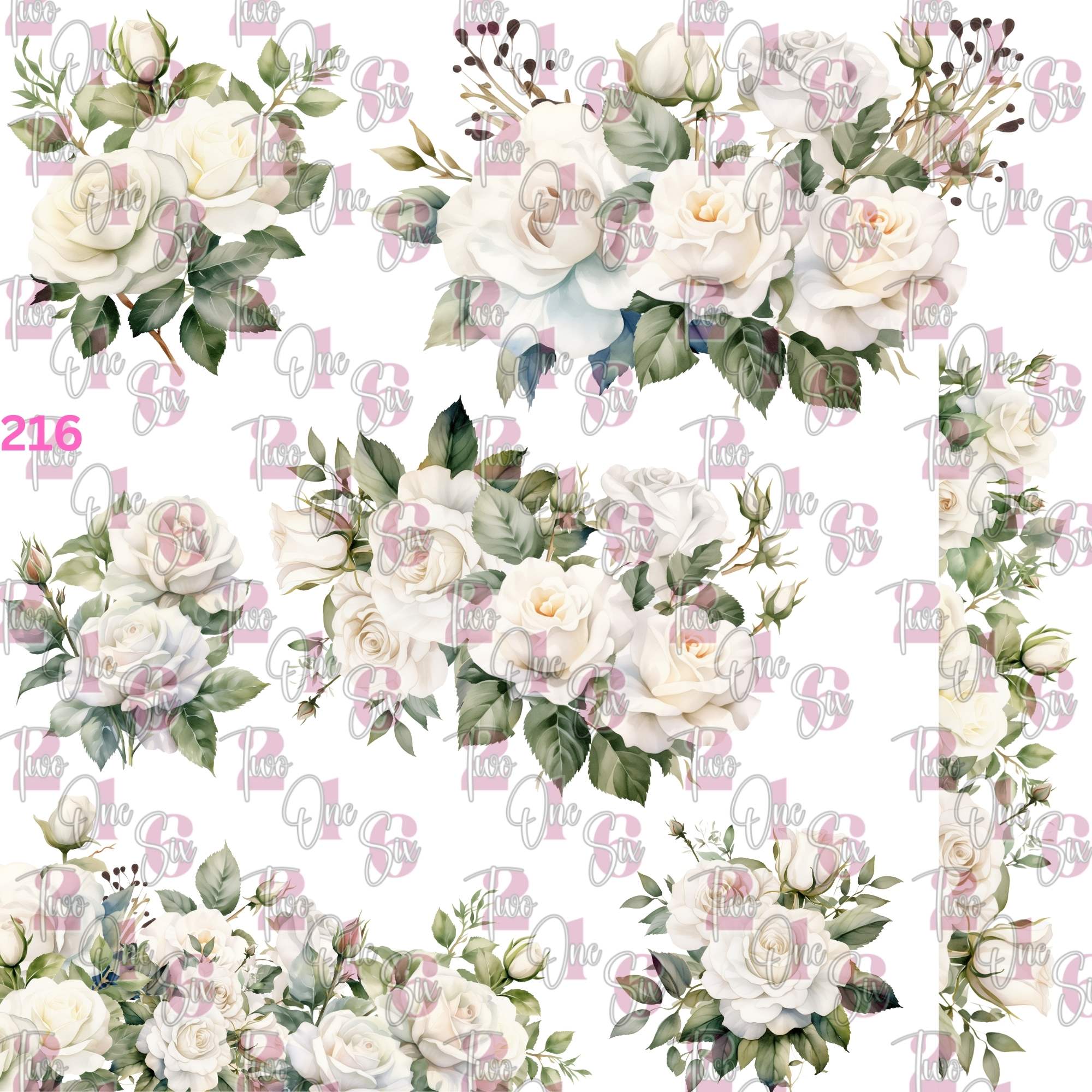 544 WHITE FLORALS - 216 Tumblers