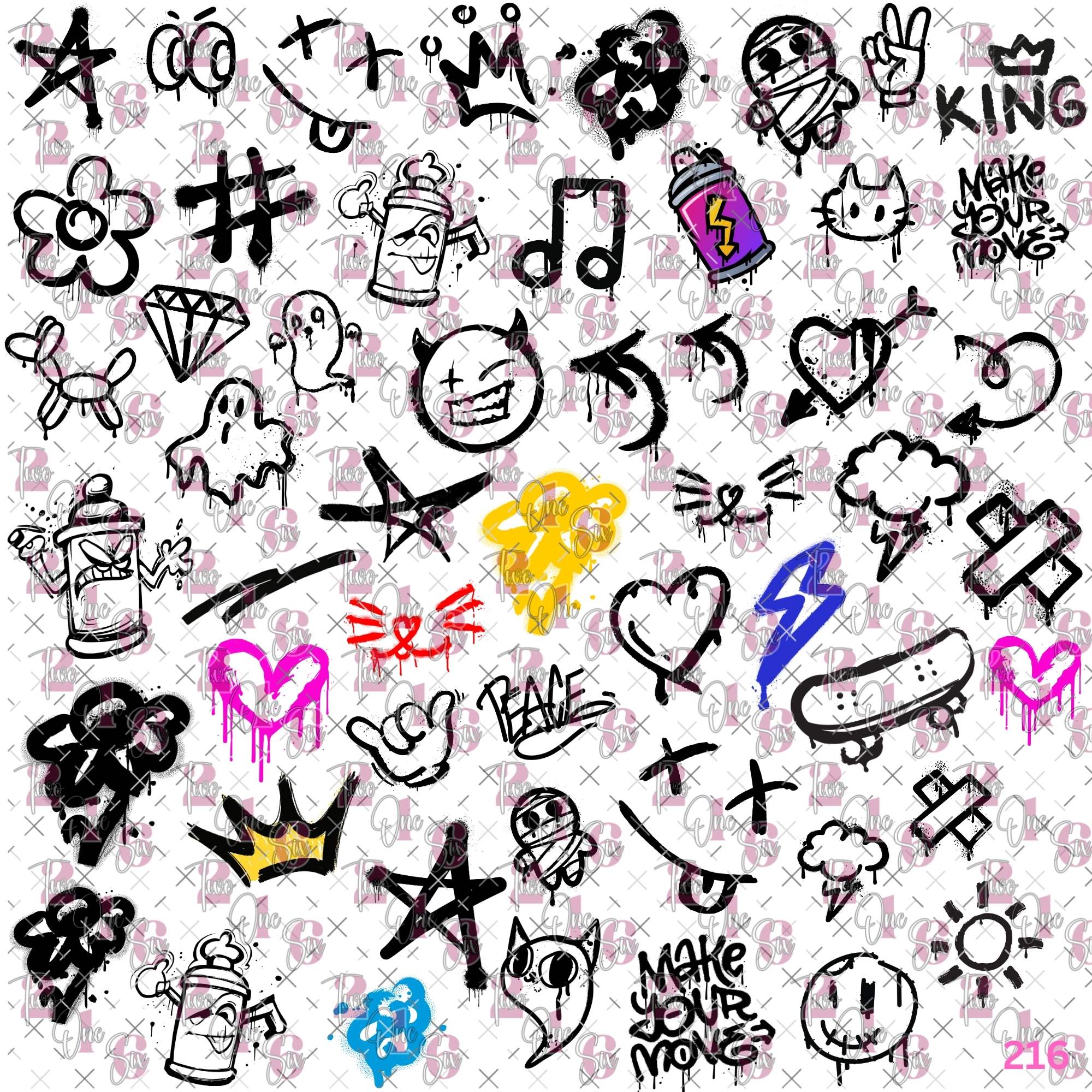 545 GRAFITTI SYMBOLS - 216 Tumblers