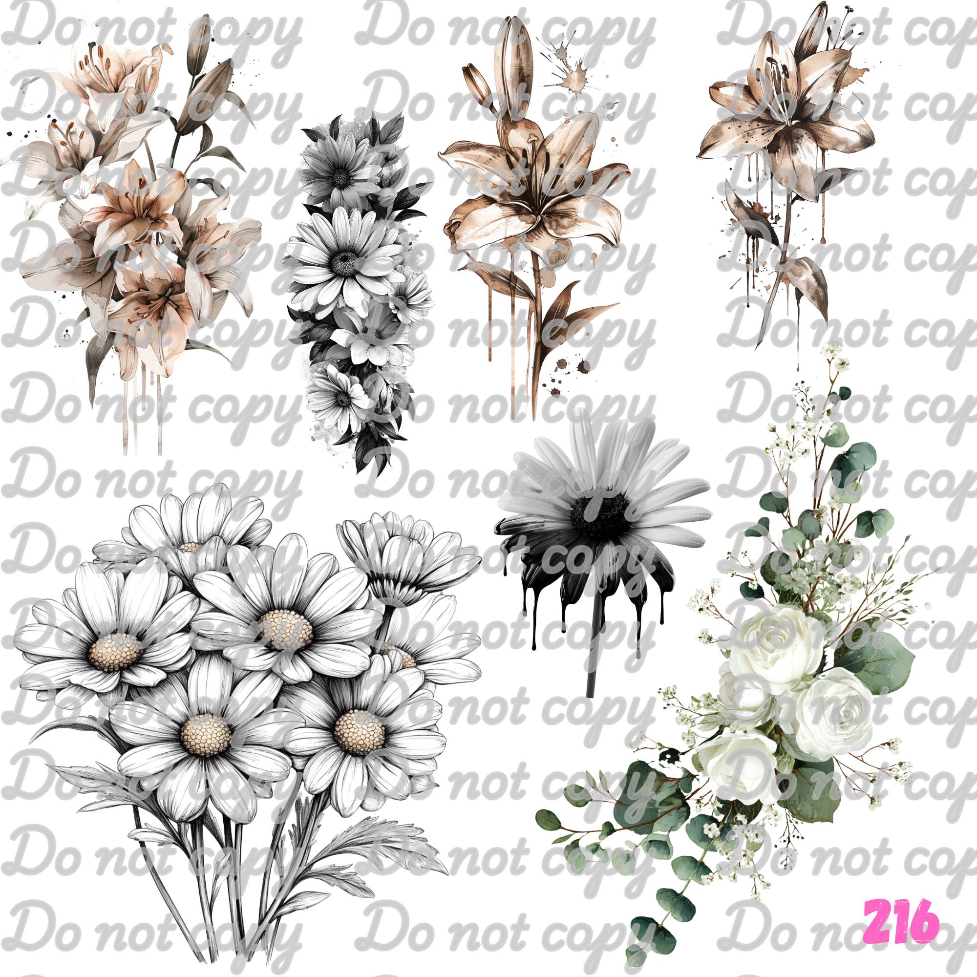 581 SUBTLE FLOWERS - 216 Tumblers
