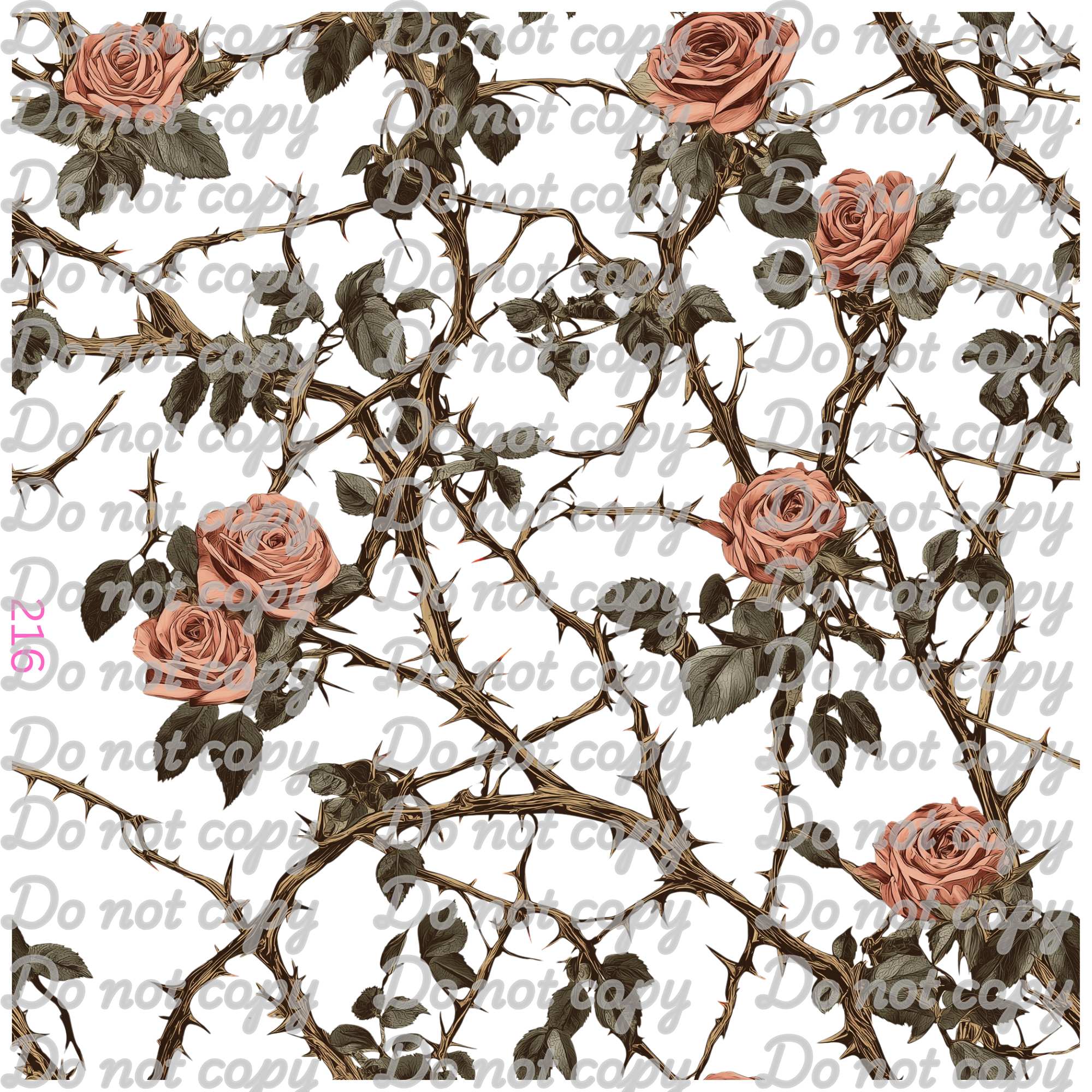 584 THORNY FLOWERS - PEEK A BOO STYLE (PINK) - 216 Tumblers