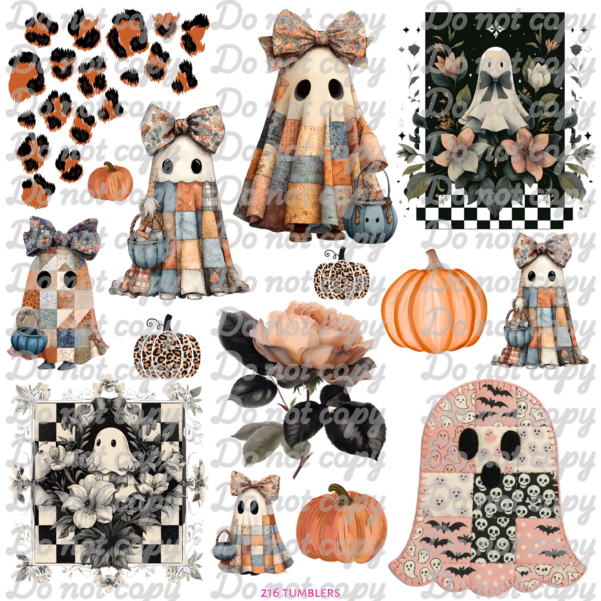 591 SPOOKY GHOSTS QUILTED - 216 Tumblers