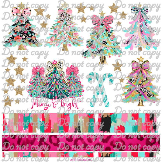 594 PASTEL CHRISTMAS TREES - 216 Tumblers
