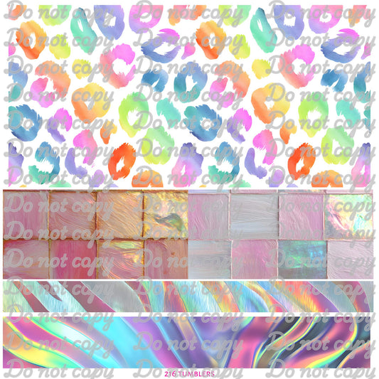 599 RAINBOW LEOPARD / SQUARES BIRTHDAY DROP - 216 Tumblers