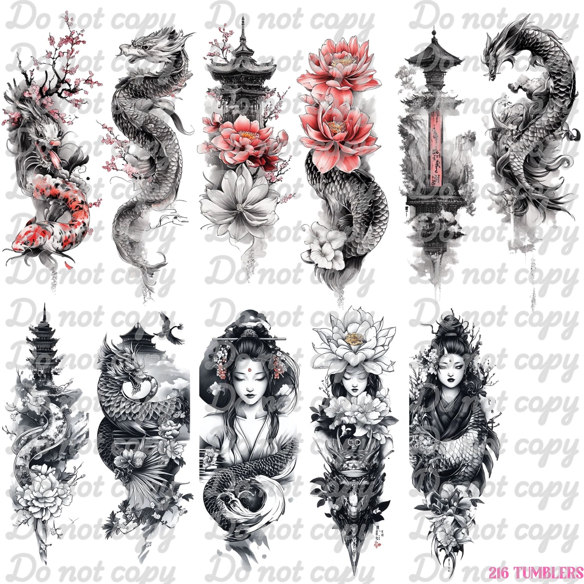 653 GEISHA STROKES - 216 Tumblers