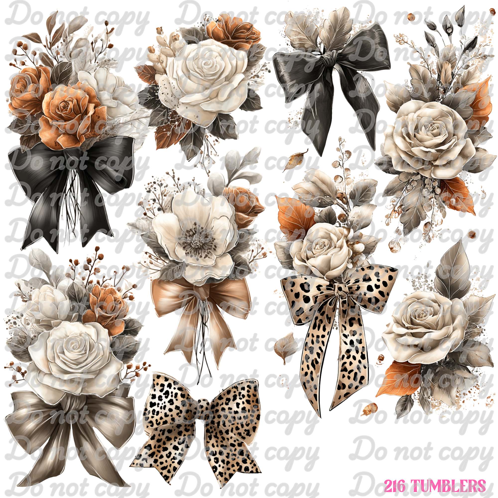 656 EARTHTONED FLORALS - 216 Tumblers