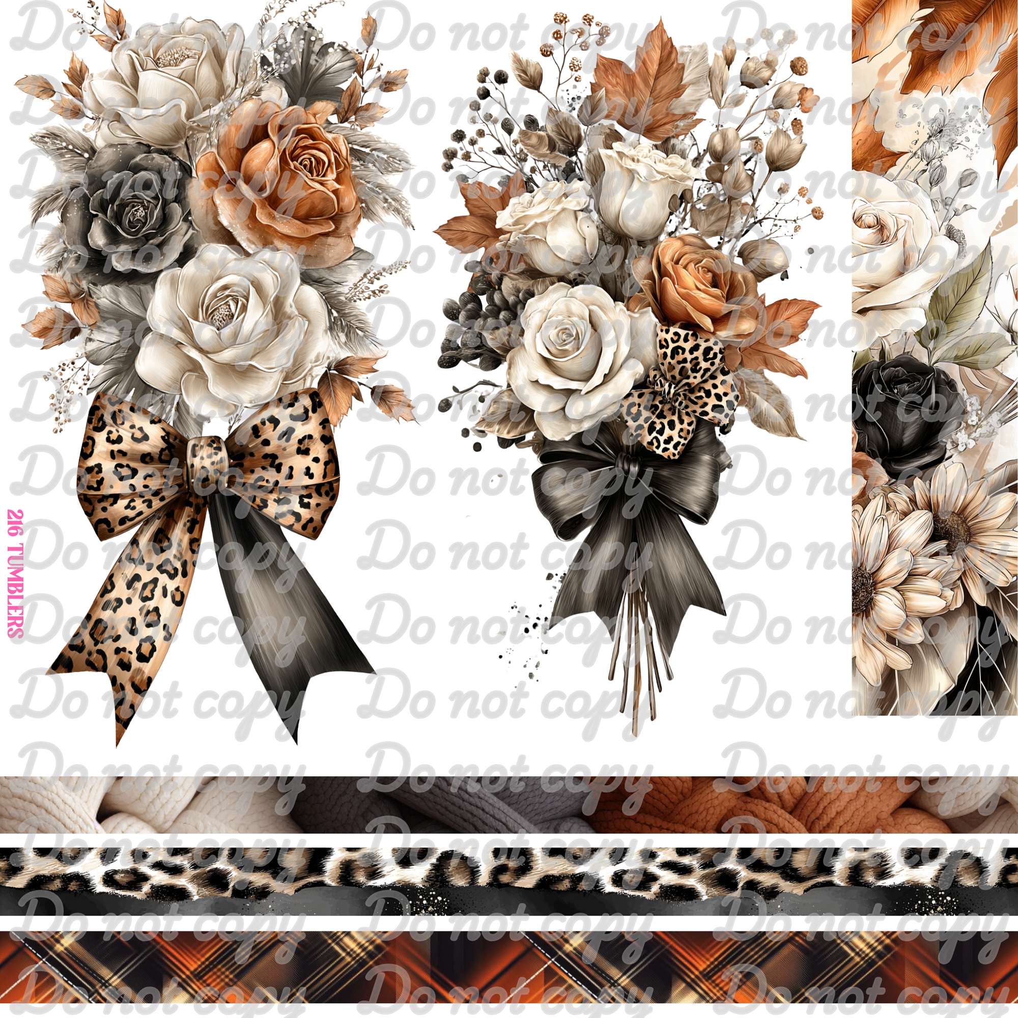657 EARTHTONED FLORAL AND BANDS - 216 Tumblers