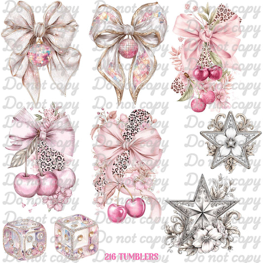 659 DISCO BOWS AND DICE - 216 Tumblers