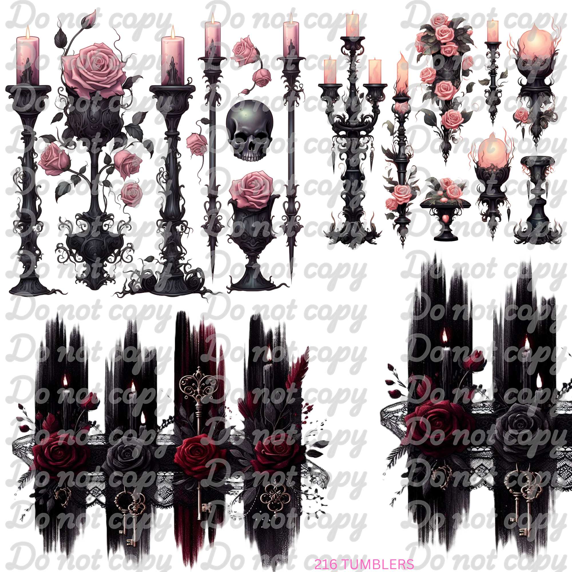 671 CANDLES AND SKULS - 216 Tumblers