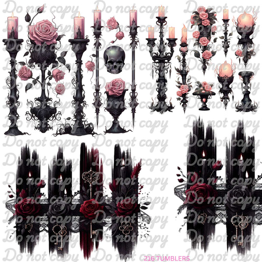 671 CANDLES AND SKULS - 216 Tumblers