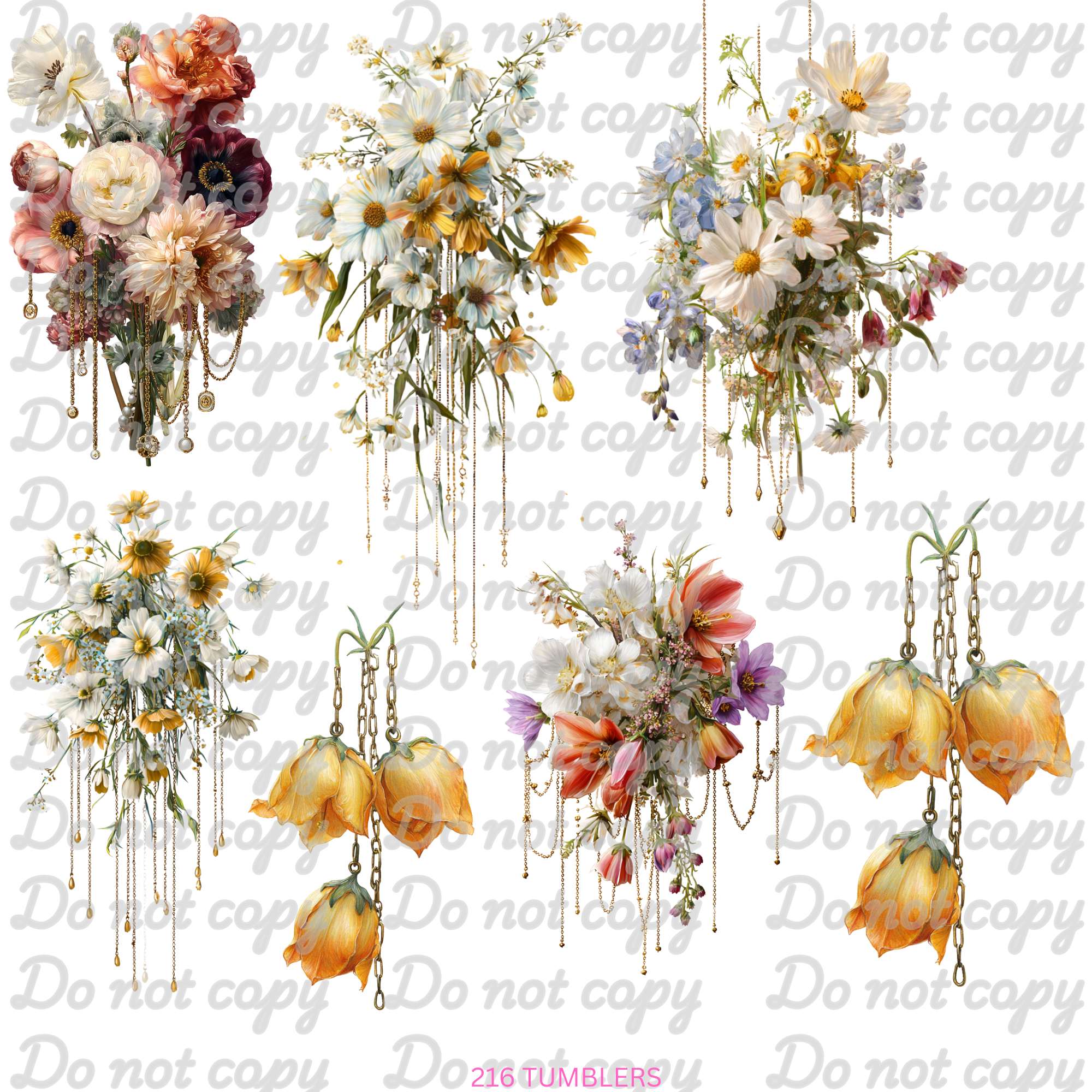 672 DRIPPING FLORALS - 216 Tumblers