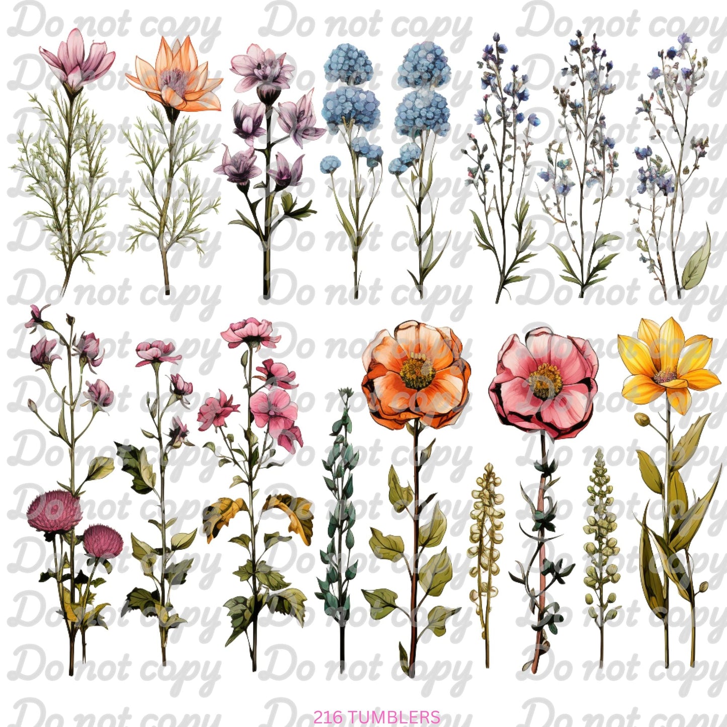 673 DRIED FLOWER STRANDS - 216 Tumblers