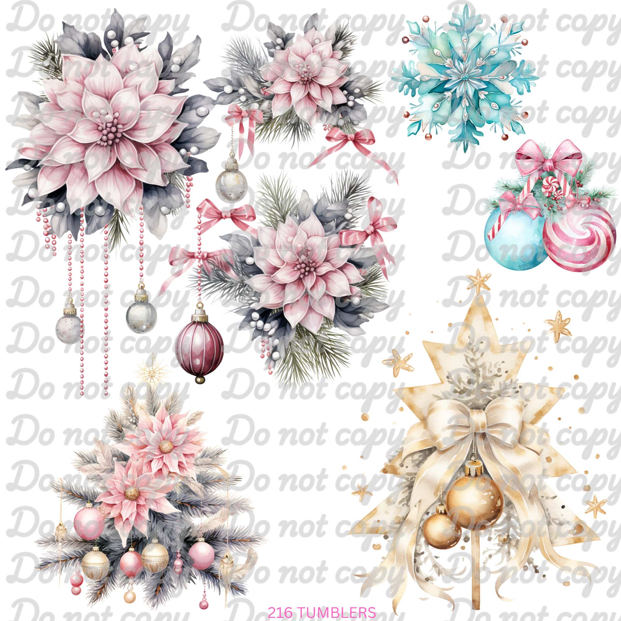 675 FLORAL CHRISTMAS - 216 Tumblers