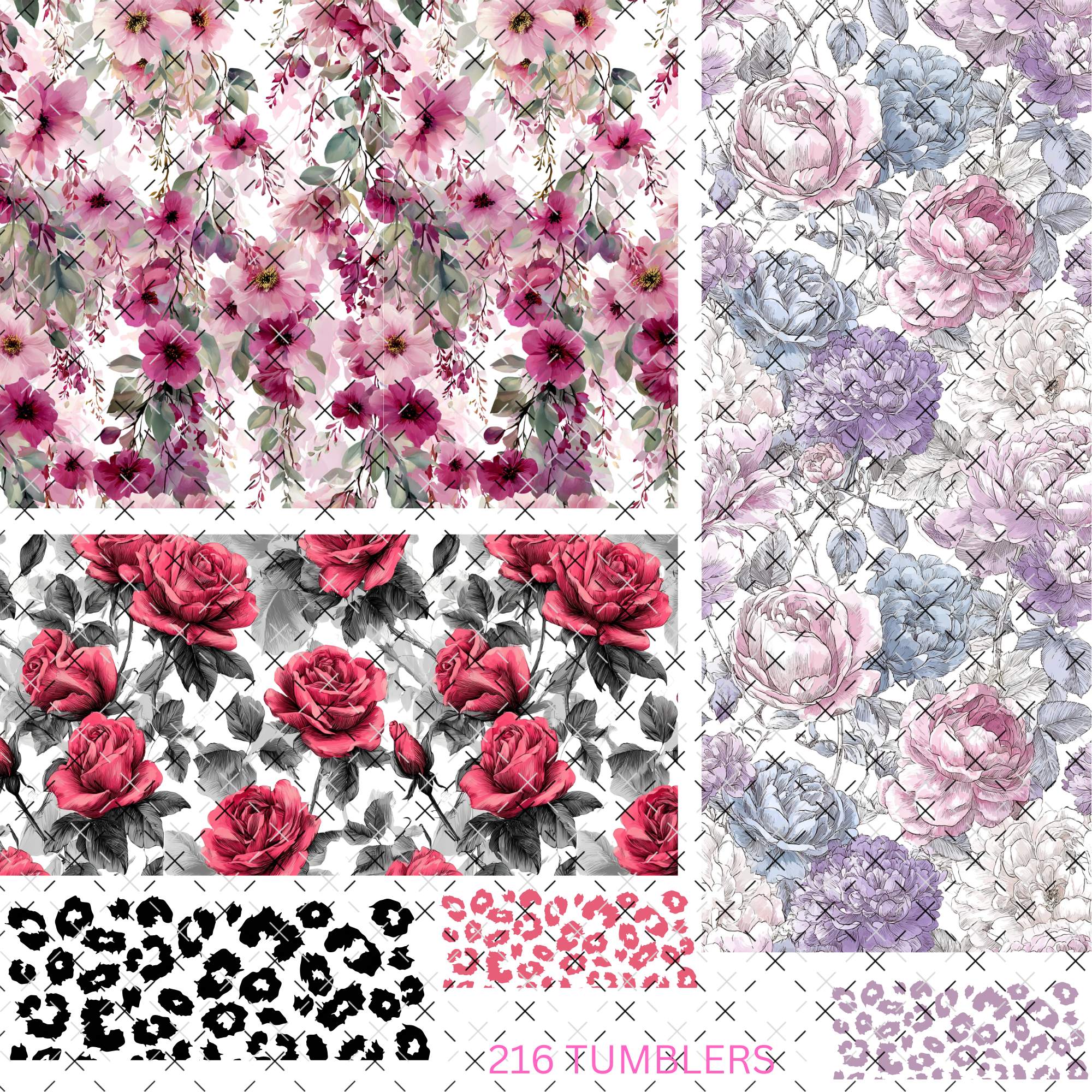 678 PEEK A BOO FLORAL - 216 Tumblers