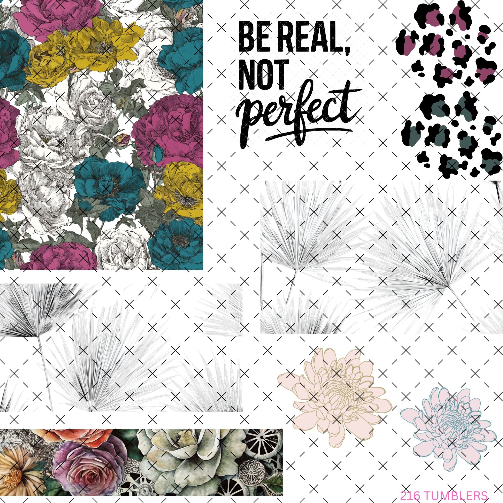 684 PEEK A BOO FLORAL - 216 Tumblers