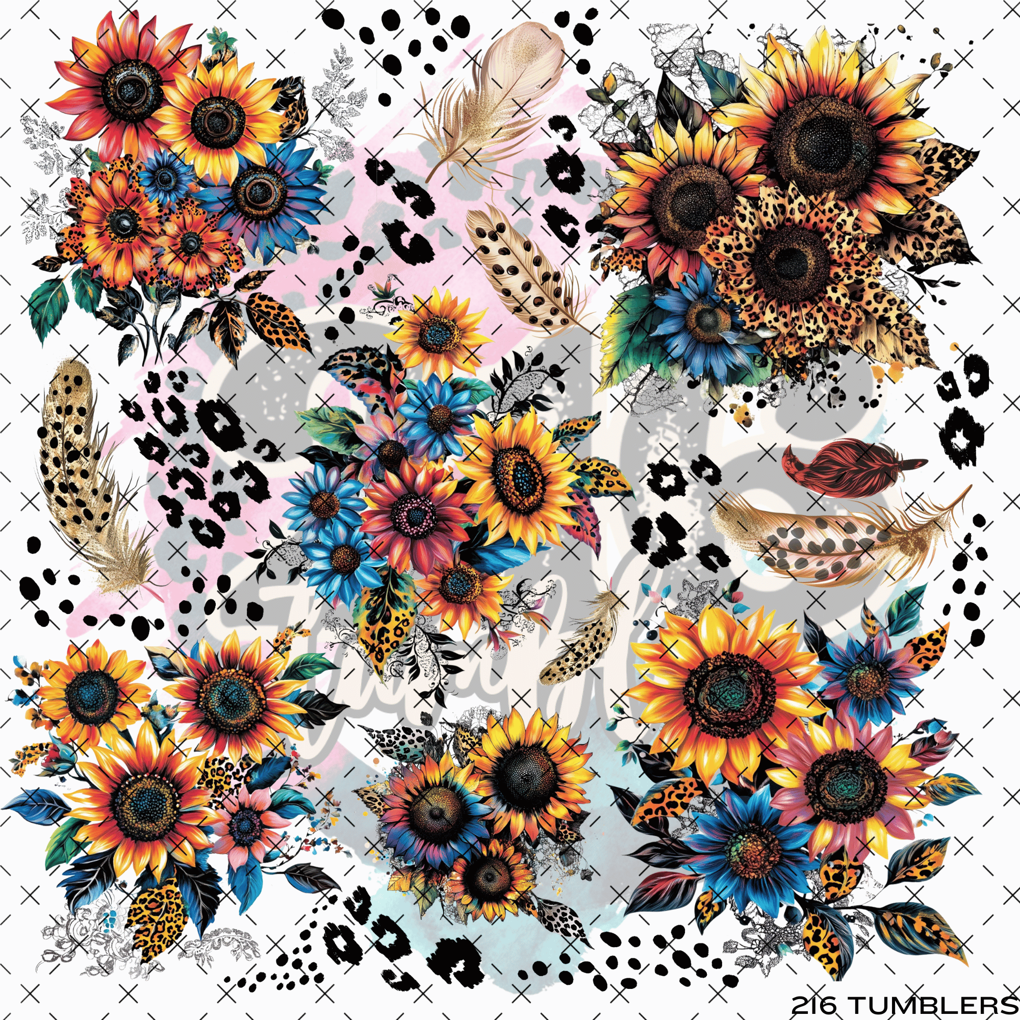 69 - 10X10 - FLORAL LEOAPRD MADNESS - 216 Tumblers