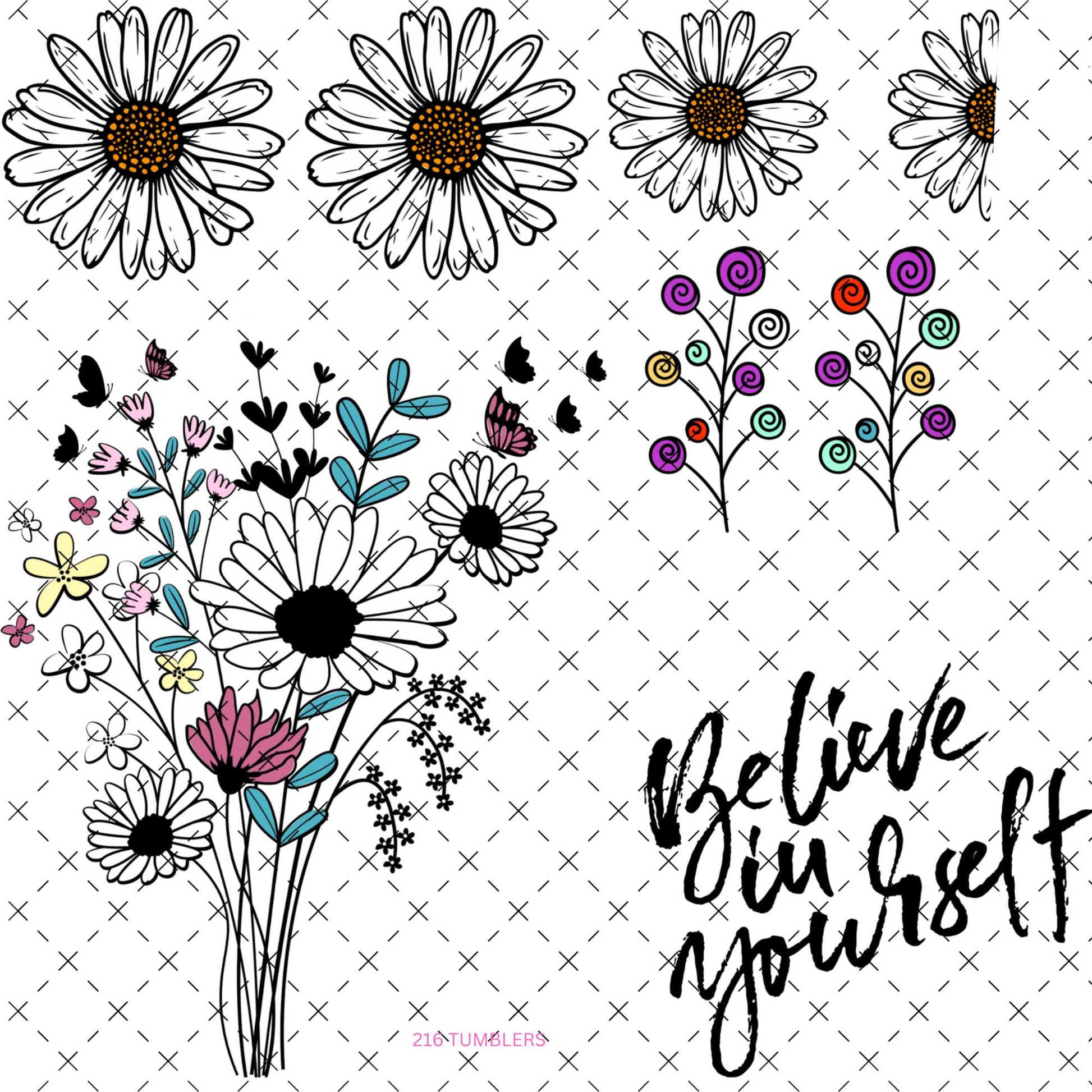 707 216 PAINTED FLORALS - 216 Tumblers