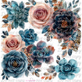 717 - NONONO1123 - TEAL CORAL RUSTED FLORAL - 216 Tumblers