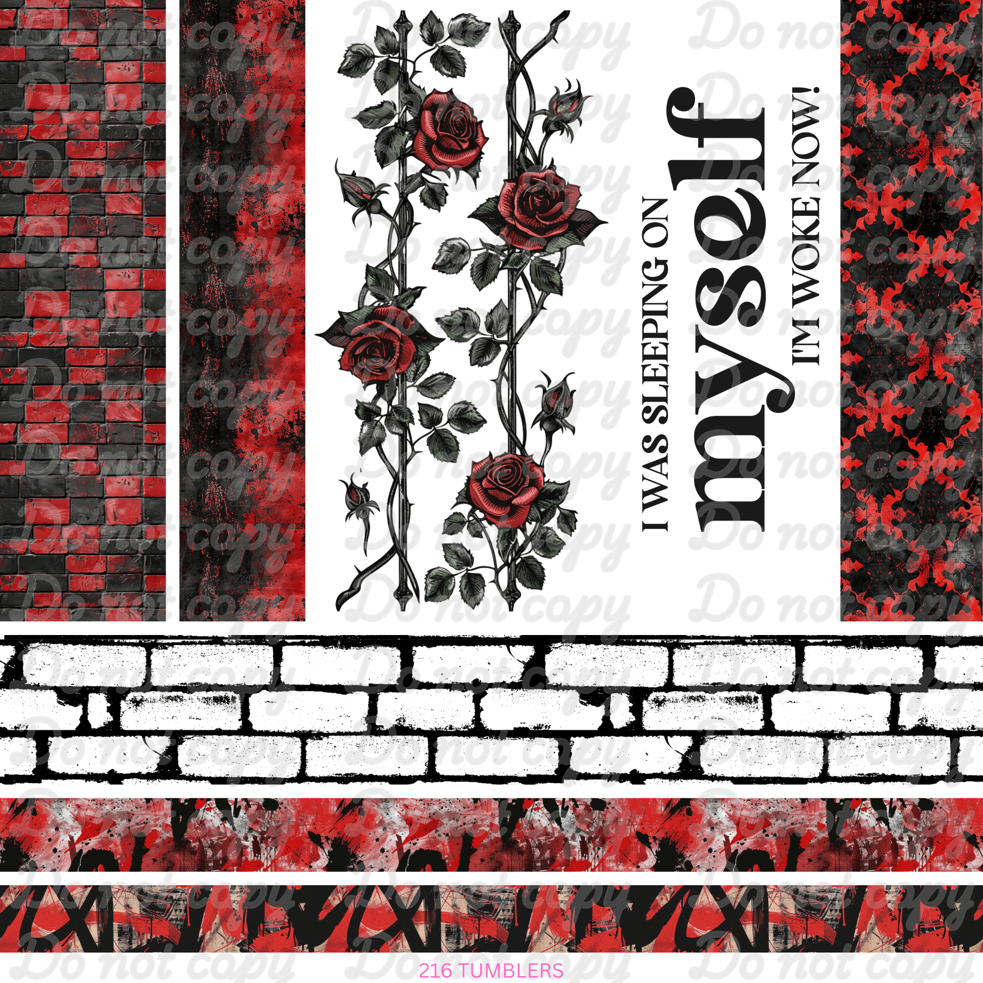 729 I WAS SLEEPING ON MYSELF RED/BLACK GRUNGE - 216 Tumblers