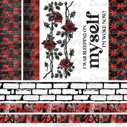 729 I WAS SLEEPING ON MYSELF RED/BLACK GRUNGE - 216 Tumblers