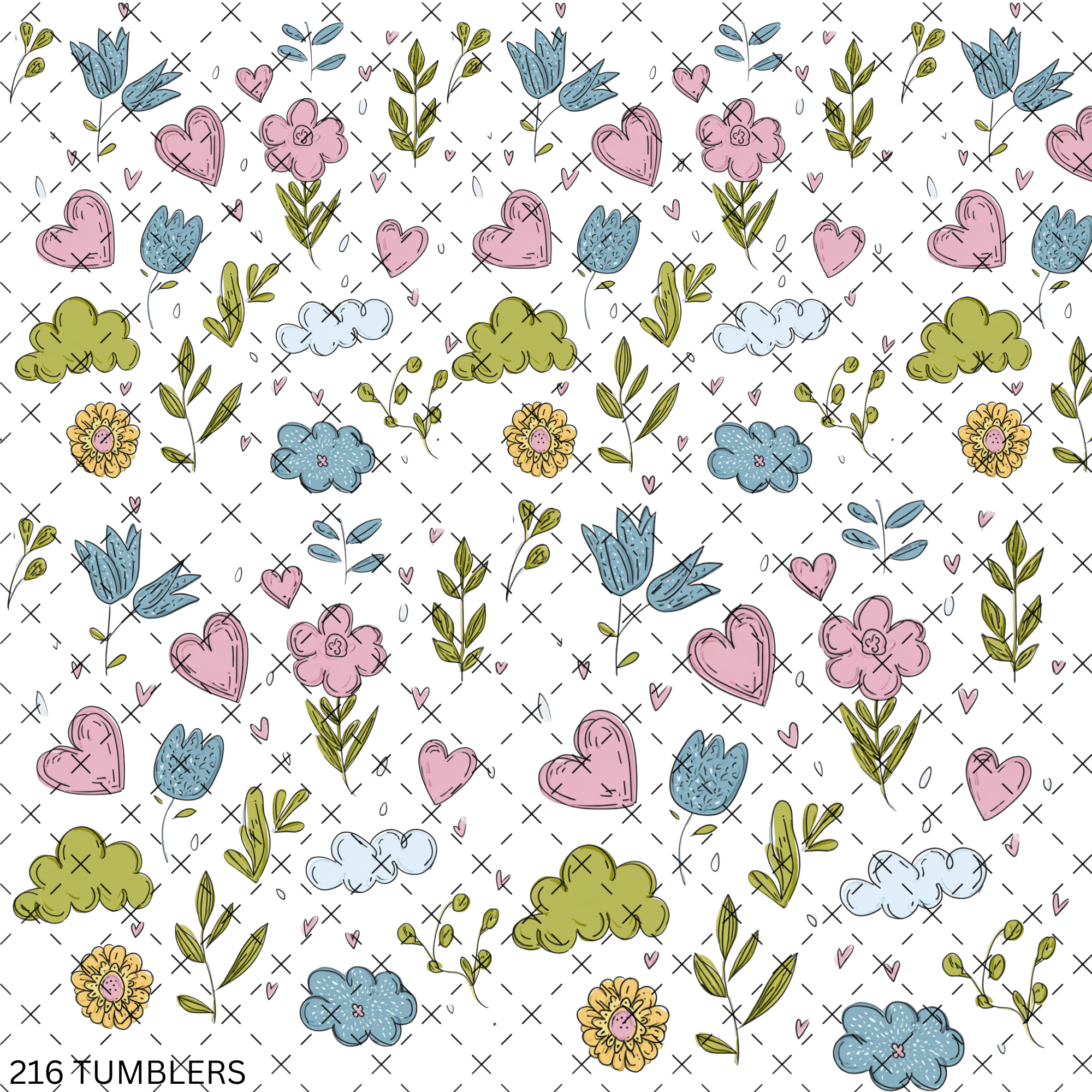 749 DOODLE FLOWERS - 216 Tumblers