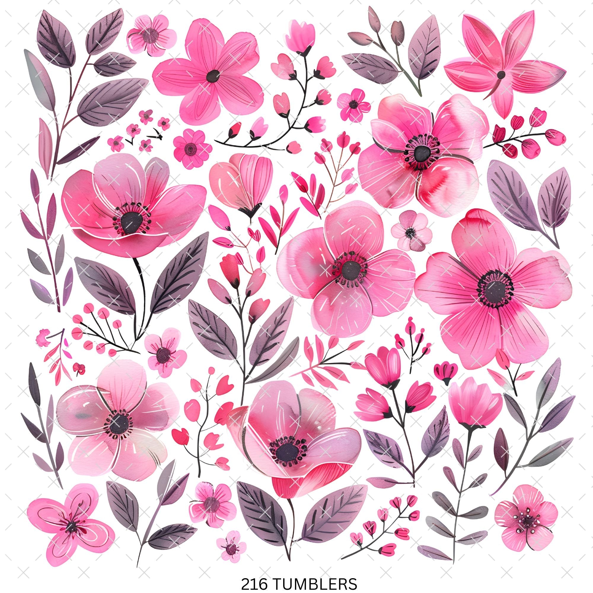 757 SHADES OF PINK FLORALS - 216 Tumblers