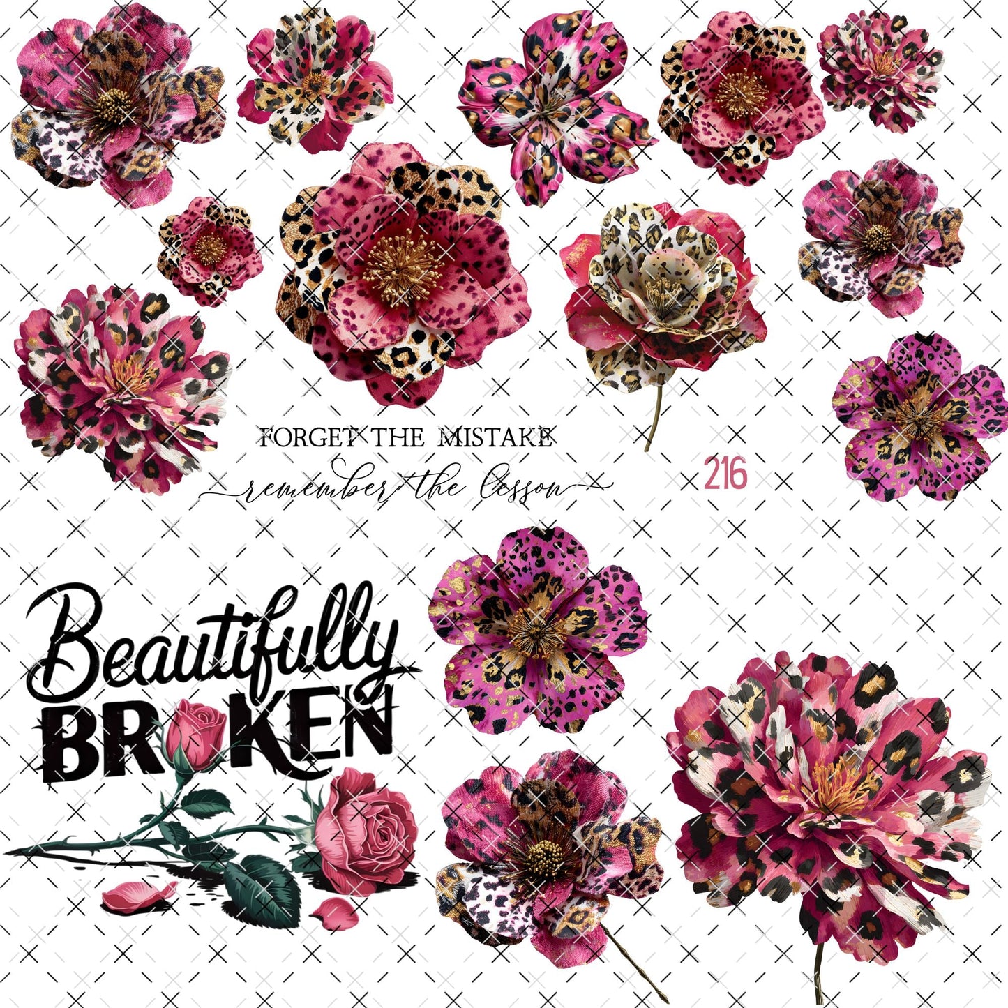 776 BEAUTIFULLY BROKEN LEOPARD FLOWERS - 216 Tumblers