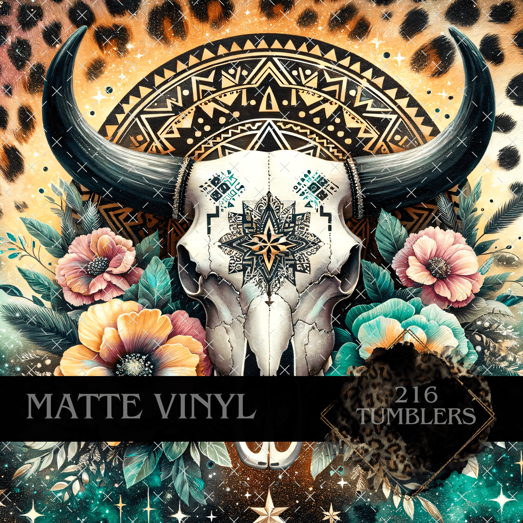 7853 BOHO BULL SKULL - 216 Tumblers