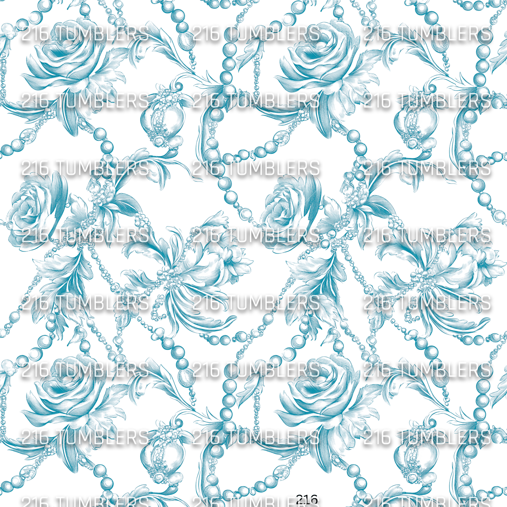 1082 BLUE FLOWER STRAND W/PEARLS