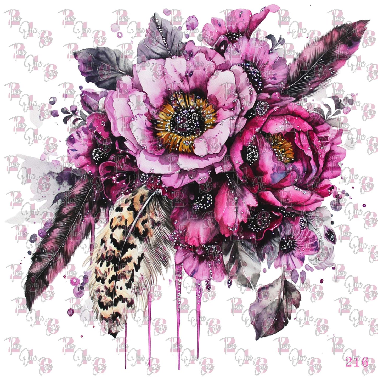 7X7 23 FEATHER/FLOWER - 216 Tumblers