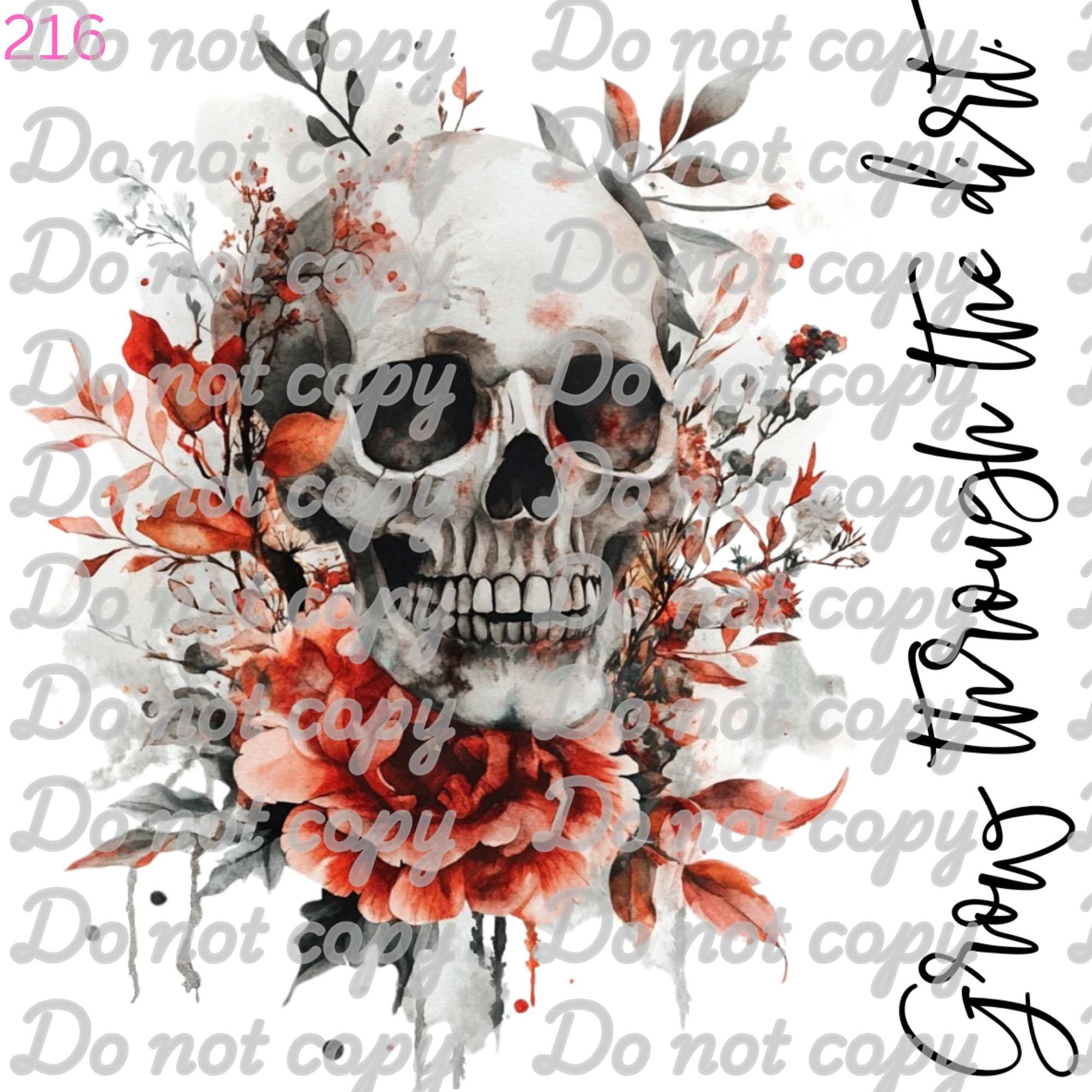 7X7 30 FLORAL SKULL - GROW THROUGH THE DIRT - 216 Tumblers