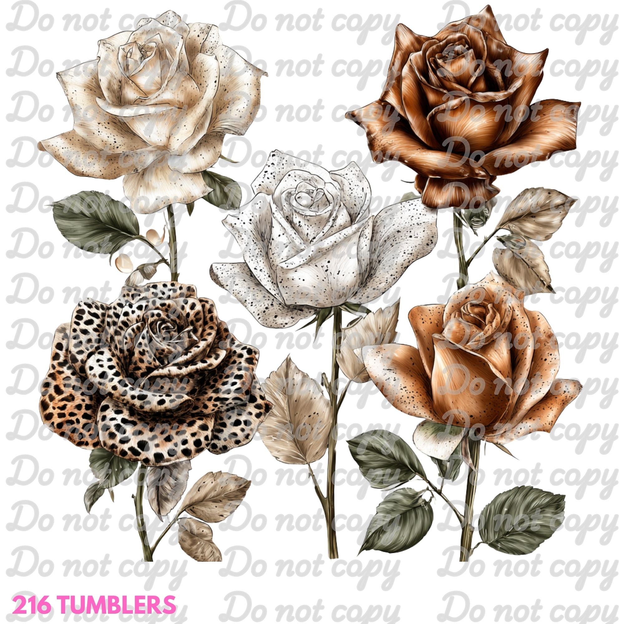 7X7 36 LEOPARD ROSES - 216 Tumblers