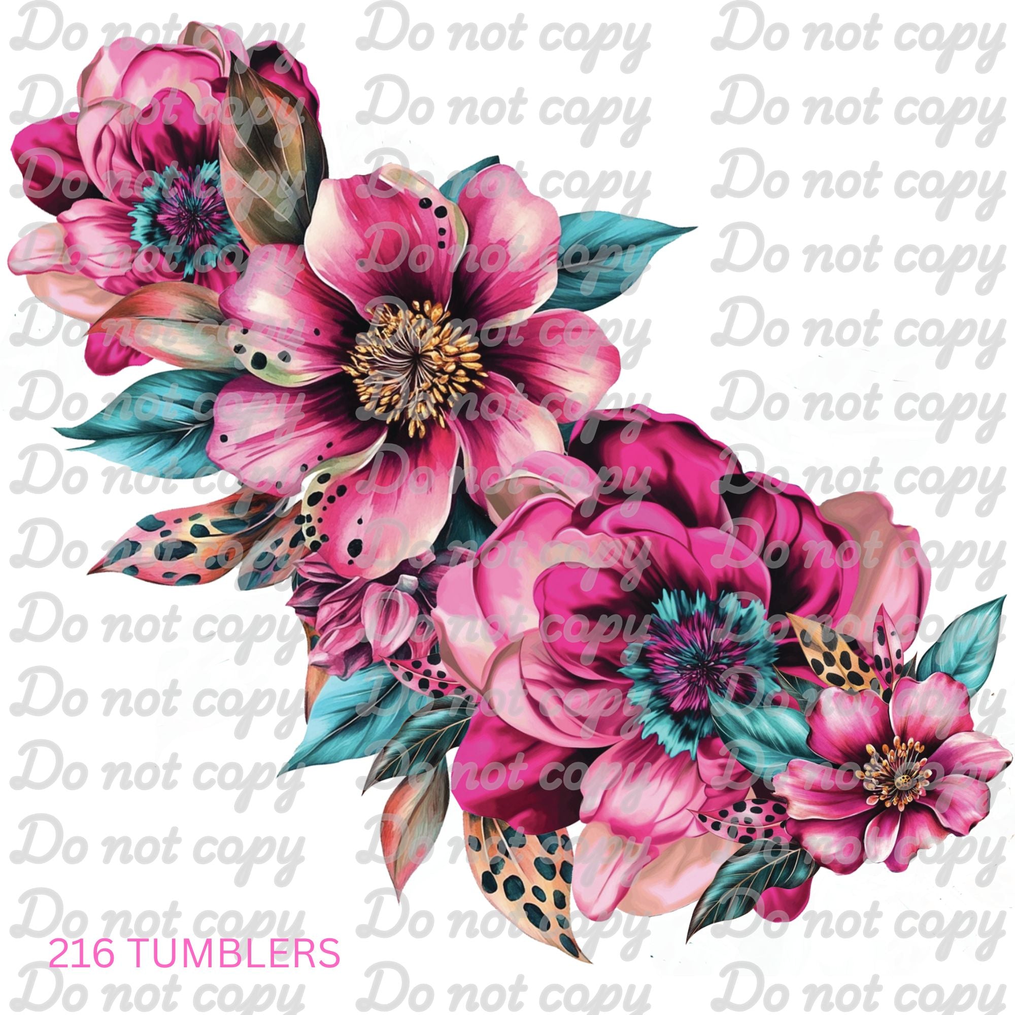 7X7 38 PINK FLORAL REACH AROUND - 216 Tumblers