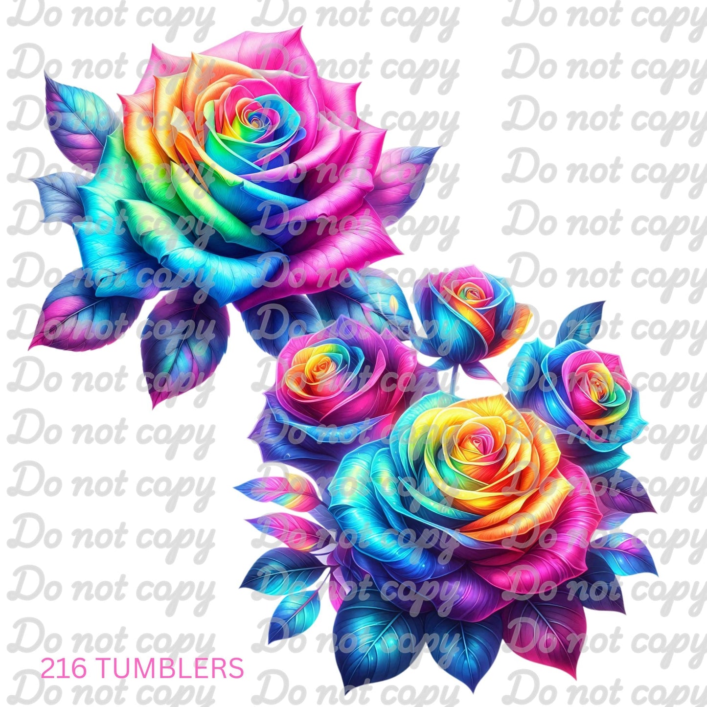 7X7 39 RAINBOW ROSES - 216 Tumblers
