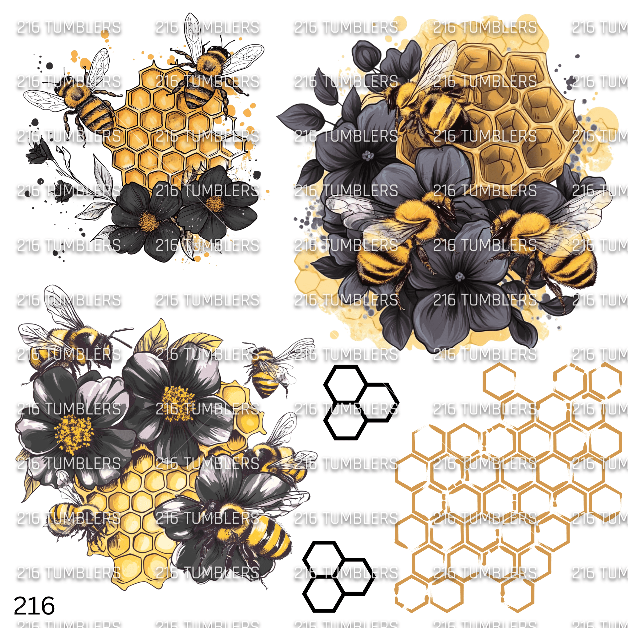 7X7 43 FLYING DEVILS (BEES) - 216 Tumblers