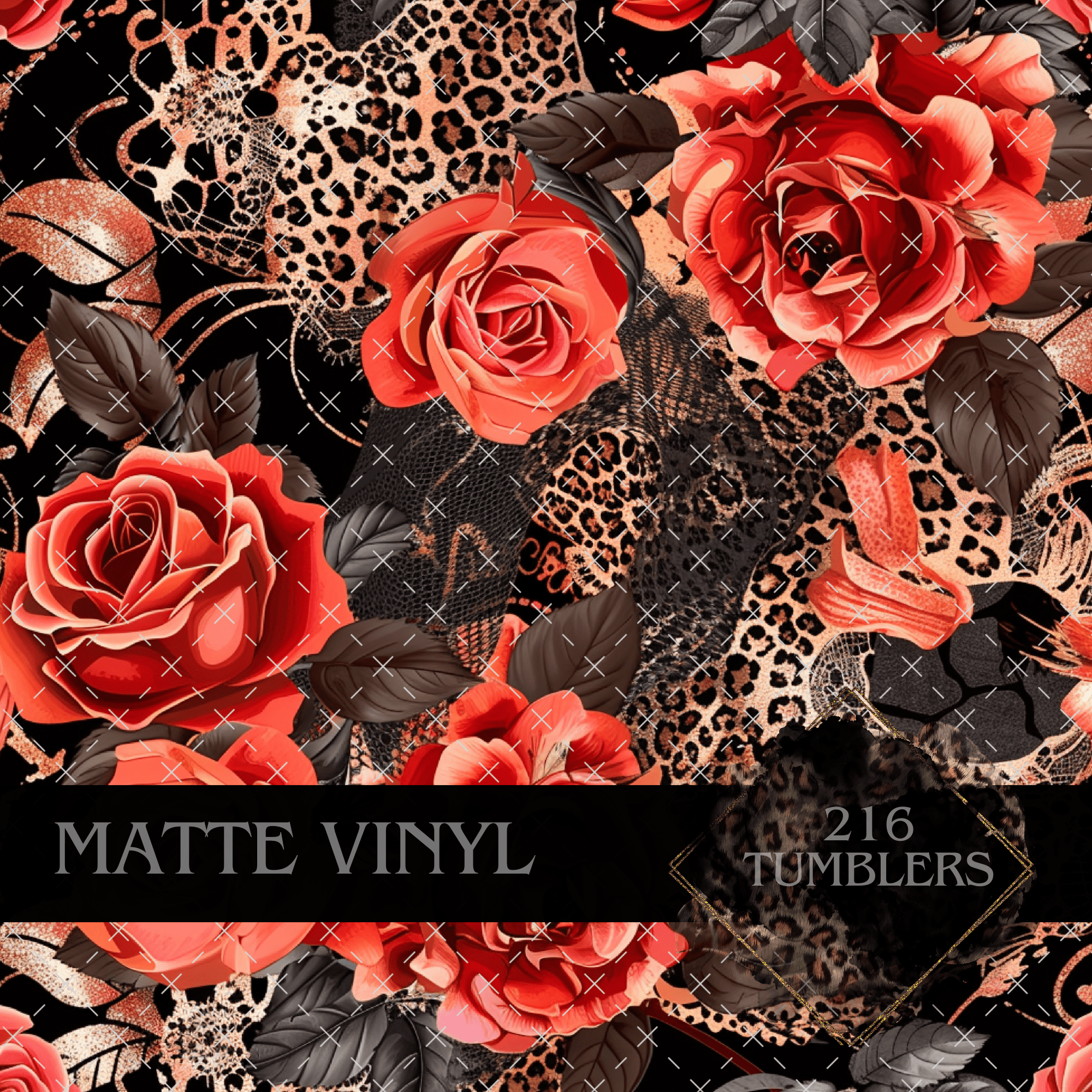 8035 RED LEOPARD ROSE - 216 Tumblers