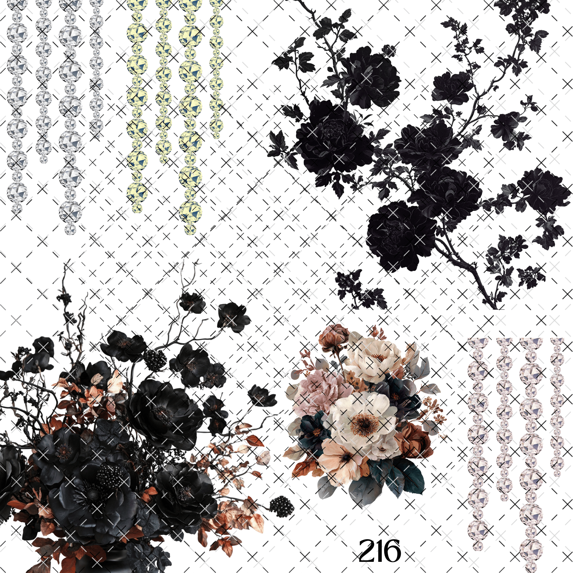 807 DARK FLORAL AND DANGLES - 216 Tumblers