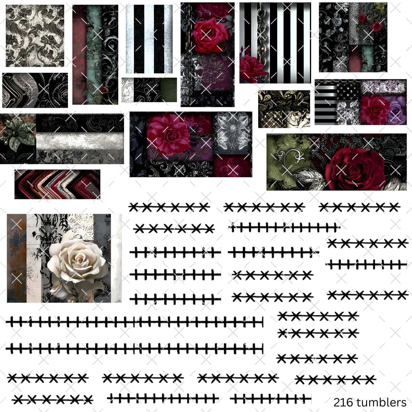 825 PATCHWORK WITH LINES (VINYL V721/723) - 216 Tumblers