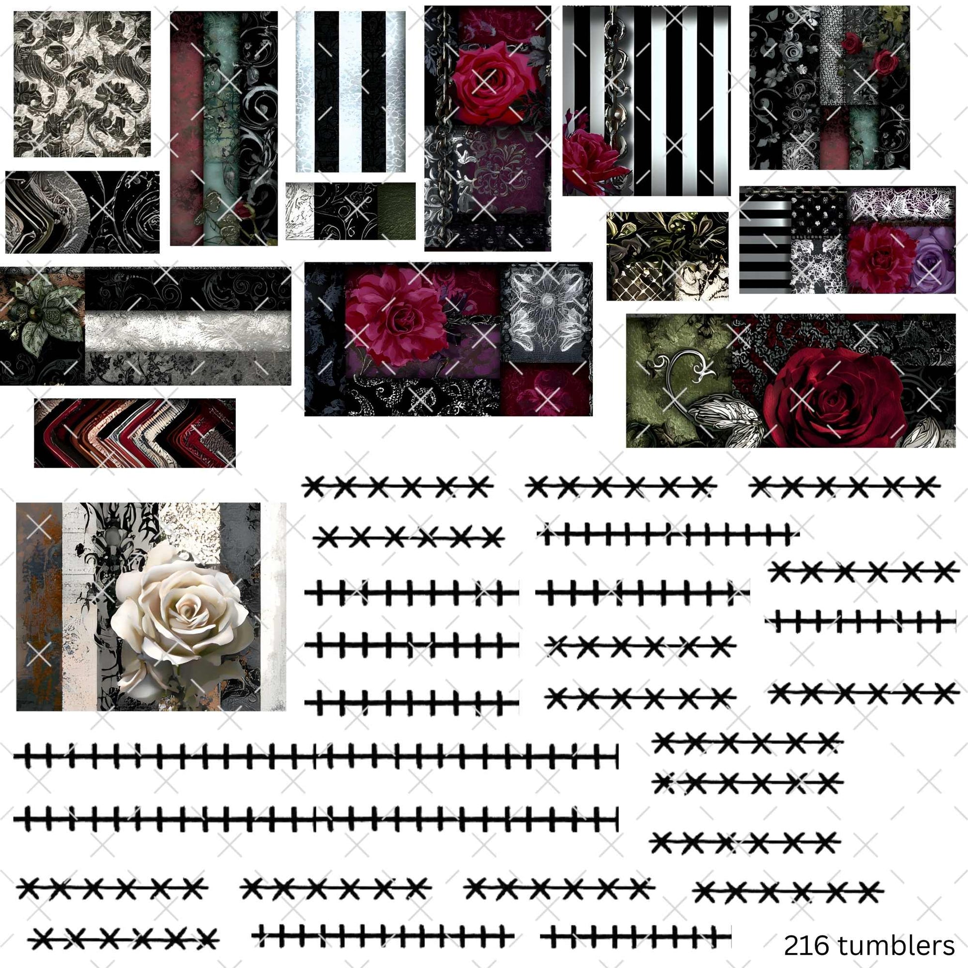 825 PATCHWORK WITH LINES (VINYL V721/723) - 216 Tumblers