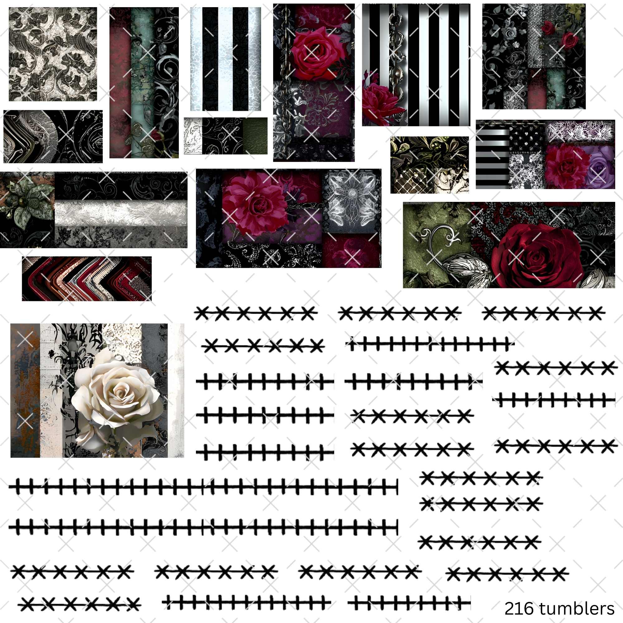 825 PATCHWORK WITH LINES (VINYL V721/723) - 216 Tumblers
