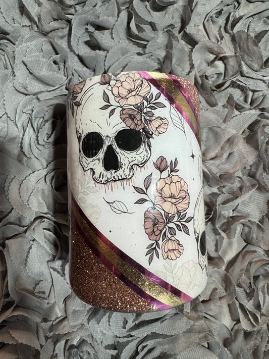 Leopard Floral Skull Tumbler